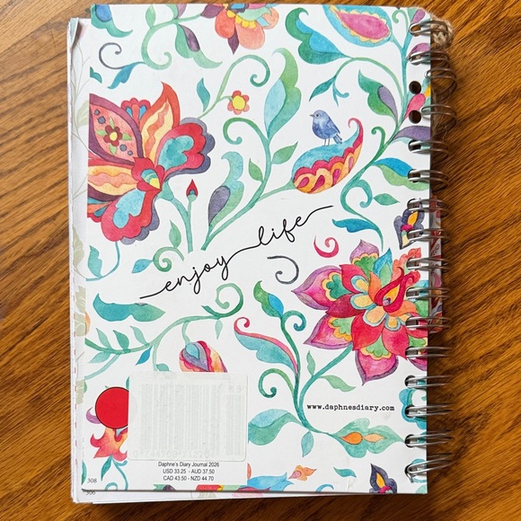 2026 Floral Spiral Journal Notebook - Blue with Orange Poppy - Picture 6 of 7